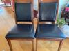 (4) wood framed, black leather chairs - 6