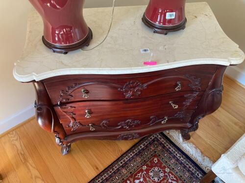 Oak/Cherrywood 3-drawer Dresser w/ Marble Countertop