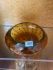 2 matching Amber glass bowl & vases