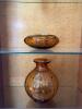 2 matching Amber glass bowl & vases - 5