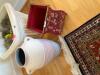 Decorative ceramic vase & wooden red square bin - 3