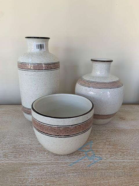(3) vase and bowl set