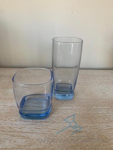 (15) Blue drinking glasses (7) high balls, (8) tumblers