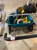 Large green twin-seating push cart (contents included - helmet and other accessories) - 2