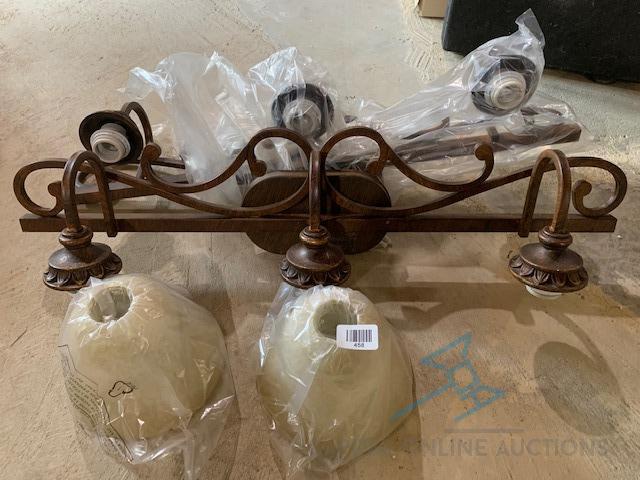 Bronzed lighting fixtures with glass (2 fixture include, 5 glass domes included)