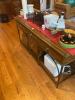 Wooden table w/ 3 drawers & locking drawer (contents not included) - 4