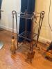 Bronze fireplace rack w/ 4 hanging fireplace items - 2