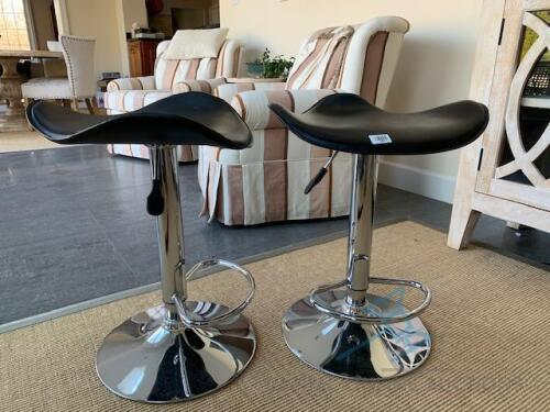 (2) chrome and black seat adjustable stools