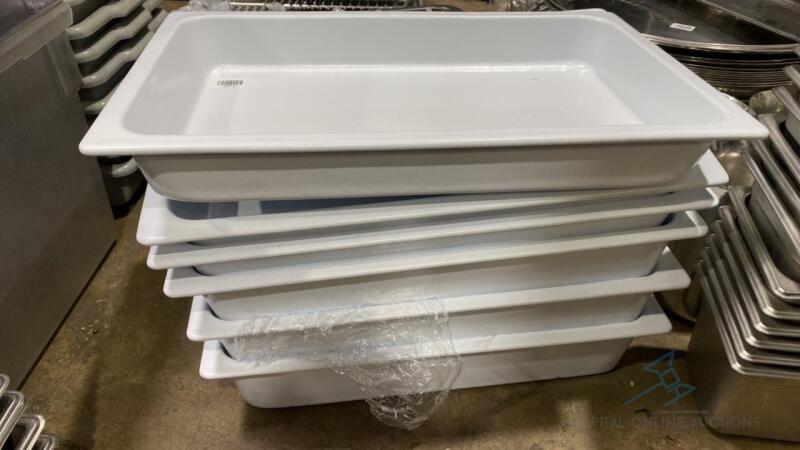 (6) White Storage Pans