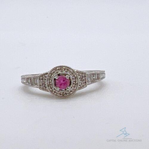 10kt Gold, Pink Sapphire, & Diamond Cocktail Ring