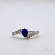 10kt Gold, Blue Sapphire, & Diamond Cocktail Ring