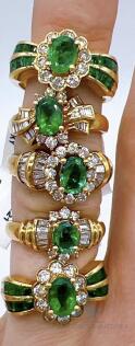 Jewelers Dream Lot! 5x 18kt Solid Yellow Gold, Emerald, & Diamond Cocktail Rings