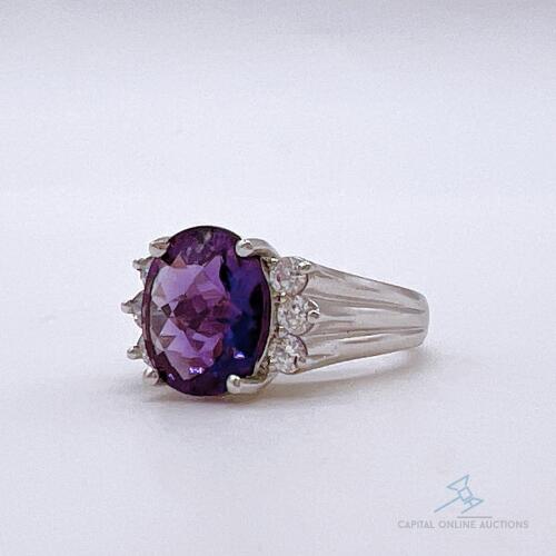 10kt Gold, Amethyst, & White Sapphire Cocktail Ring