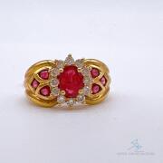 18kt Yellow Gold, Ruby, & Diamond Cocktail Ring