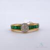 18kt Yellow Gold, Emerald, & Diamond Band Ring