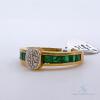 18kt Yellow Gold, Emerald, & Diamond Band Ring - 2