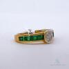 18kt Yellow Gold, Emerald, & Diamond Band Ring - 3