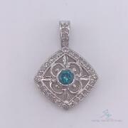 14kt Gold, Blue & White Diamond Pendant