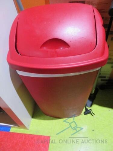 (2) Red Trash Cans (Plastic)