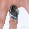 18kt White Gold, Onyx, & Diamond Cocktail Ring - 4