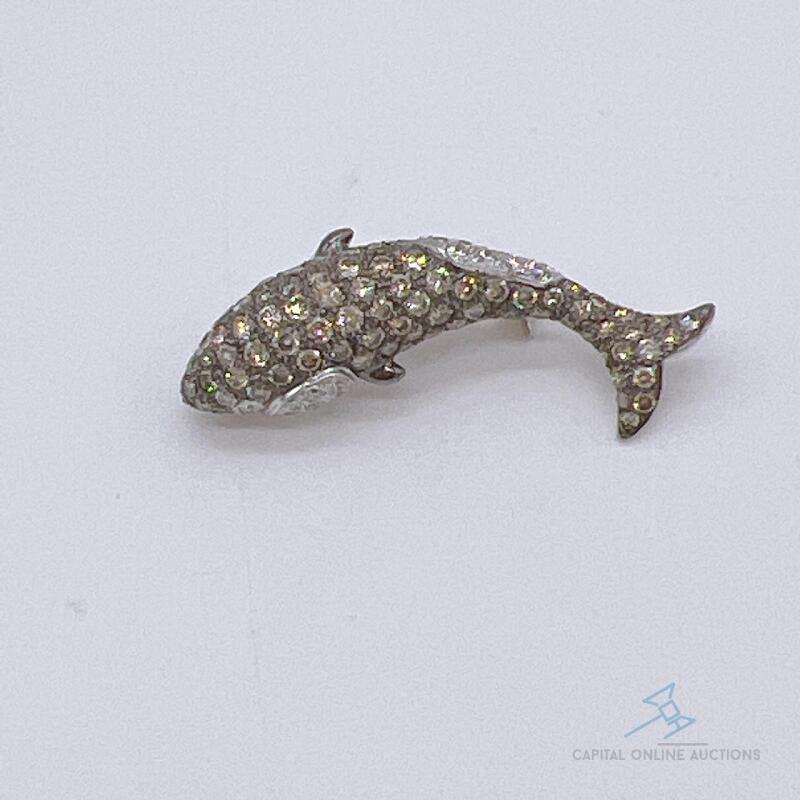 18kt Gold & Diamond Whale Pin