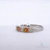 14kt Gold. Orange Sapphire, & Diamond Band Ring - 2