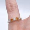 14kt Gold. Orange Sapphire, & Diamond Band Ring - 3