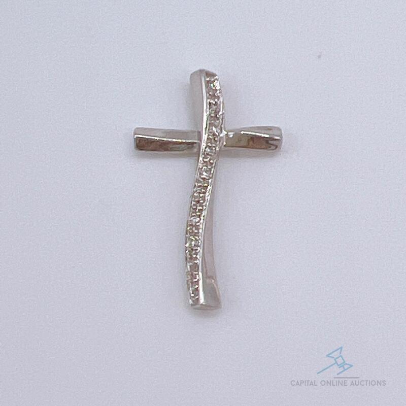 14kt White Gold & Diamond Cross Pendant