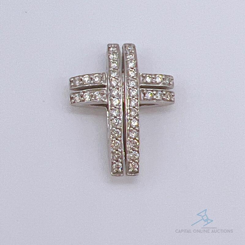 14kt White Gold & Diamond Cross Pendant