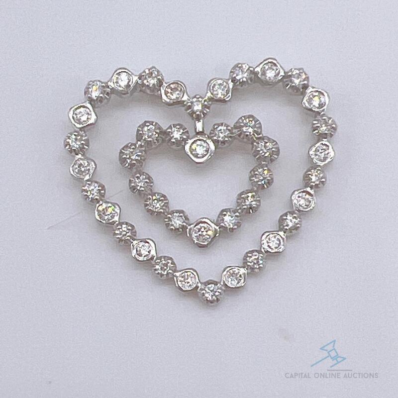 14kt White Gold & Diamond Heart Pendant