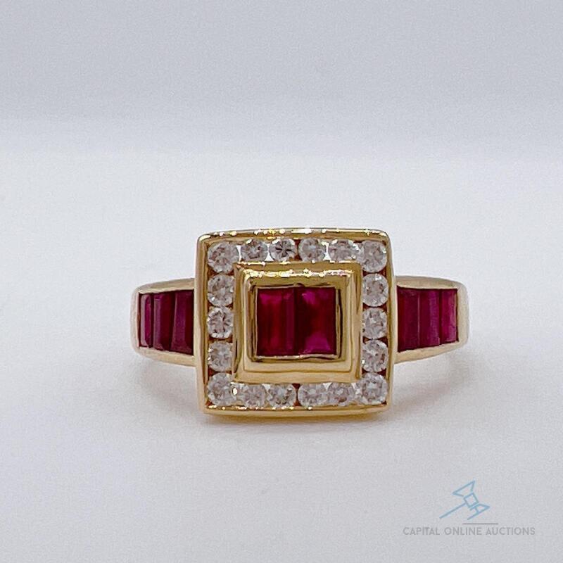 18kt Yellow Gold, Ruby, & Diamond Ring