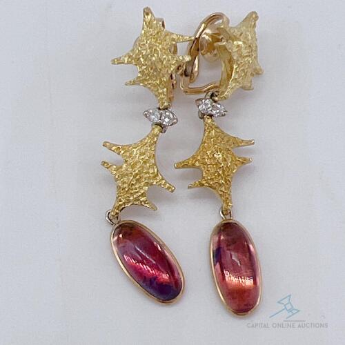 18kt Gold, Diamond, & Amethyst Earrings