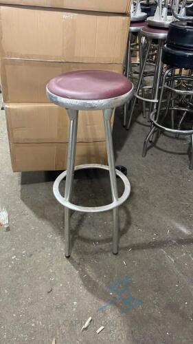 Bar Stools Red Cushion Silver Frame