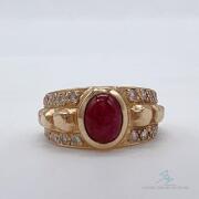 18kt Yellow Gold, Ruby, & Diamond Band Ring