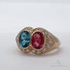 18kt Gold. Blue Topaz, Pink Sapphire, & Diamond Ring - 2