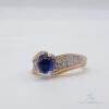 18kt Gold, Blue Sapphire, & Diamond Ring - 2