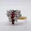 18kt Gold, Diamond, Ruby, & Emerald Butterfly Ring - 2