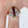 18kt Gold, Diamond, Ruby, & Emerald Butterfly Ring - 4