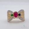 14kt Gold, Ruby, Sapphire, Emerald, & Diamond Band Ring