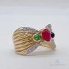 14kt Gold, Ruby, Sapphire, Emerald, & Diamond Band Ring - 3