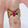 14kt Gold, Ruby, Sapphire, Emerald, & Diamond Band Ring - 5