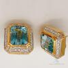 18kt Yellow Gold, Blue Topaz, & Diamond Earrings - 3