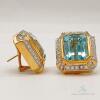 18kt Yellow Gold, Blue Topaz, & Diamond Earrings - 4