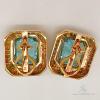 18kt Yellow Gold, Blue Topaz, & Diamond Earrings - 5