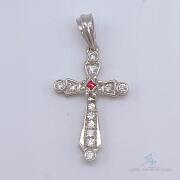 14kt Gold, Ruby, & Diamond Cross Pendant