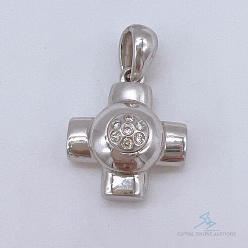 14kt White Gold & Diamond Cross Pendant