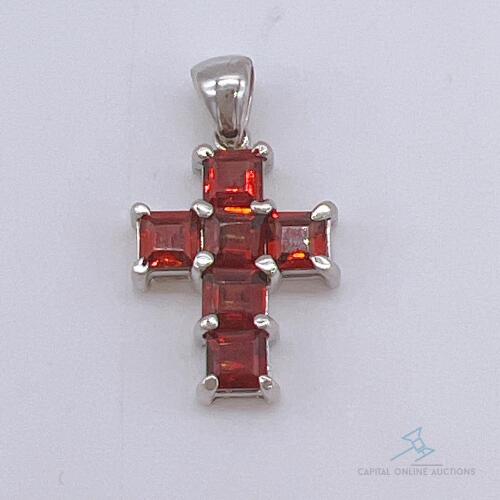 14kt Gold & Garnet Cross Pendant