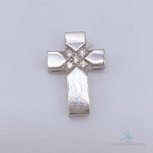 14kt White Gold & Diamond Cross Pendant