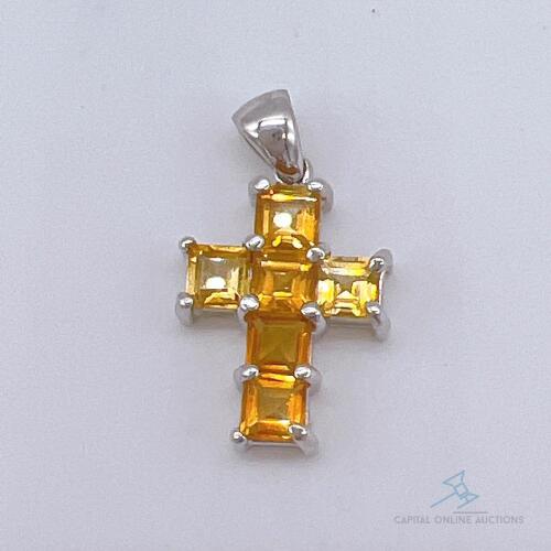 14kt Gold & Citrine Cross Pendant