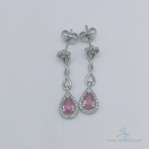 14kt Gold, Pink Sapphire & Diamond Earrings